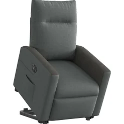 vidaXL Elektrisk reclinerfåtölj med uppresningshjälp mörkgrå tyg