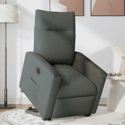 vidaXL Elektrisk reclinerfåtölj med uppresningshjälp mörkgrå tyg