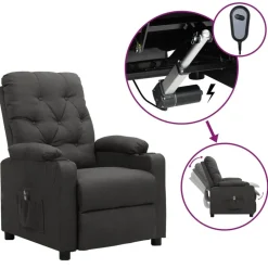 Best vidaXL Elektrisk reclinerfåtölj tyg Mörkgrå