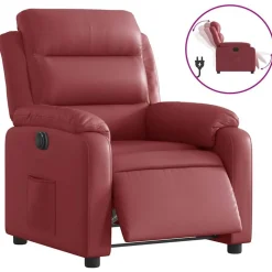 vidaXL Elektrisk reclinerfåtölj vinröd konstläder