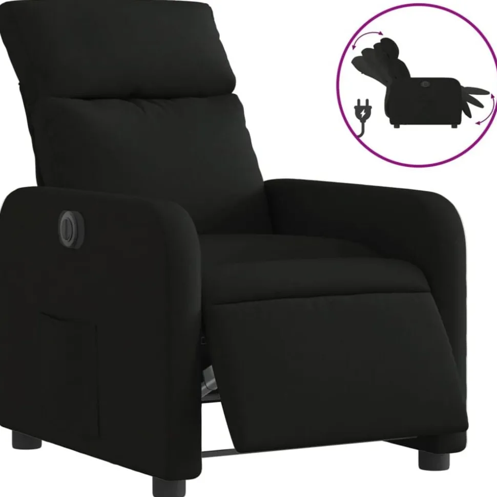 vidaXL Elektrisk reclinerfåtölj svart tyg