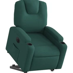 Online vidaXL Elektrisk reclinerfåtölj med uppresningshjälp tyg Mörkgrön