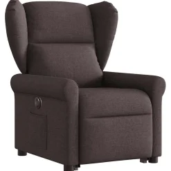 vidaXL Elektrisk reclinerfåtölj med uppresningshjälp brun tyg