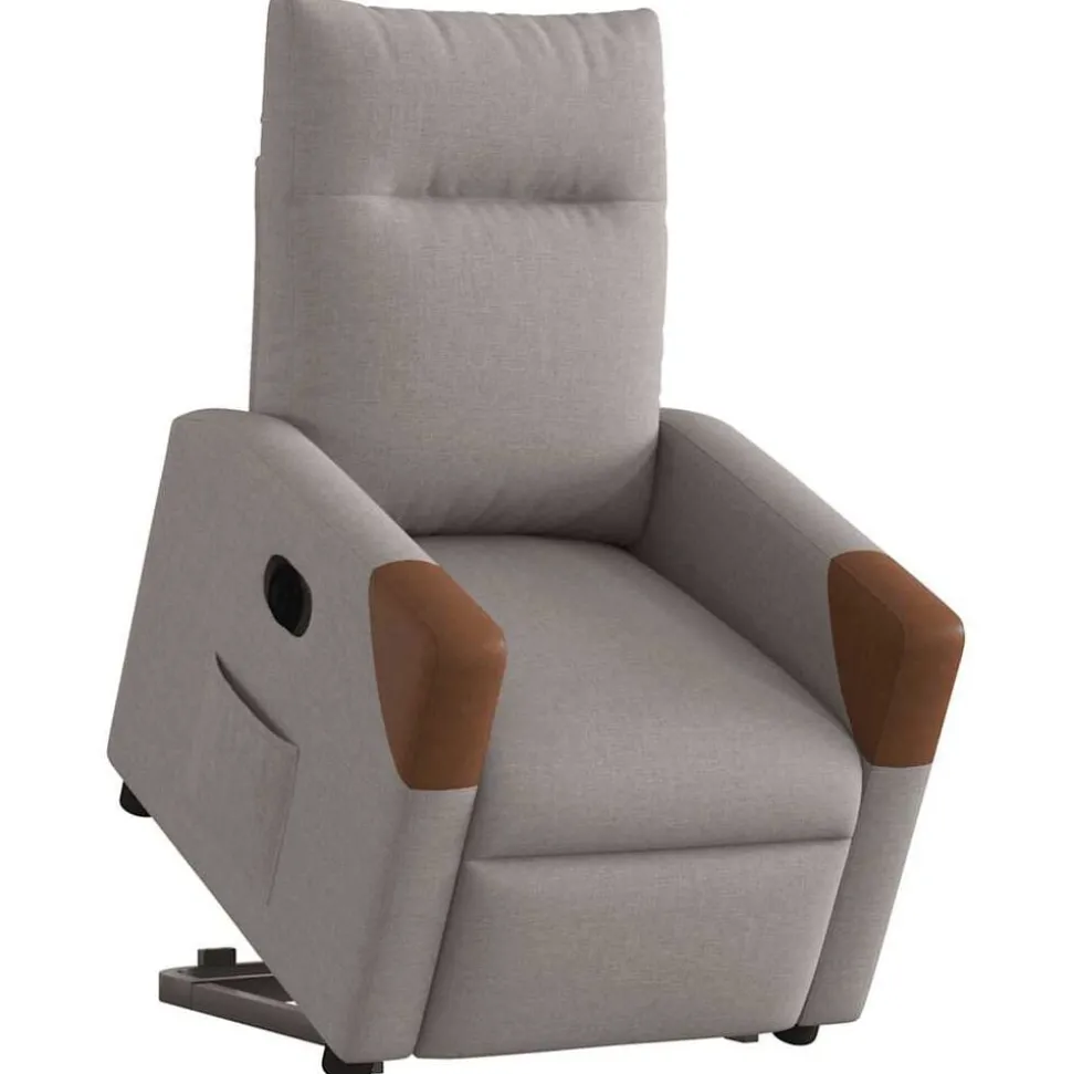 vidaXL Elektrisk reclinerfåtölj med uppresningshjälp taupe tyg