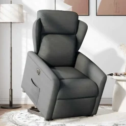 vidaXL Elektrisk reclinerfåtölj med uppresningshjälp mörkgrå tyg