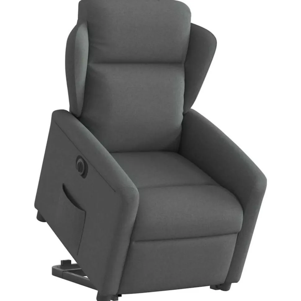 vidaXL Elektrisk reclinerfåtölj med uppresningshjälp mörkgrå tyg