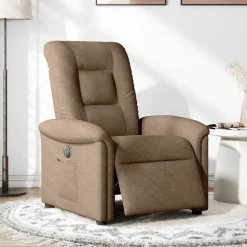 vidaXL Elektrisk reclinerfåtölj Brun tyg