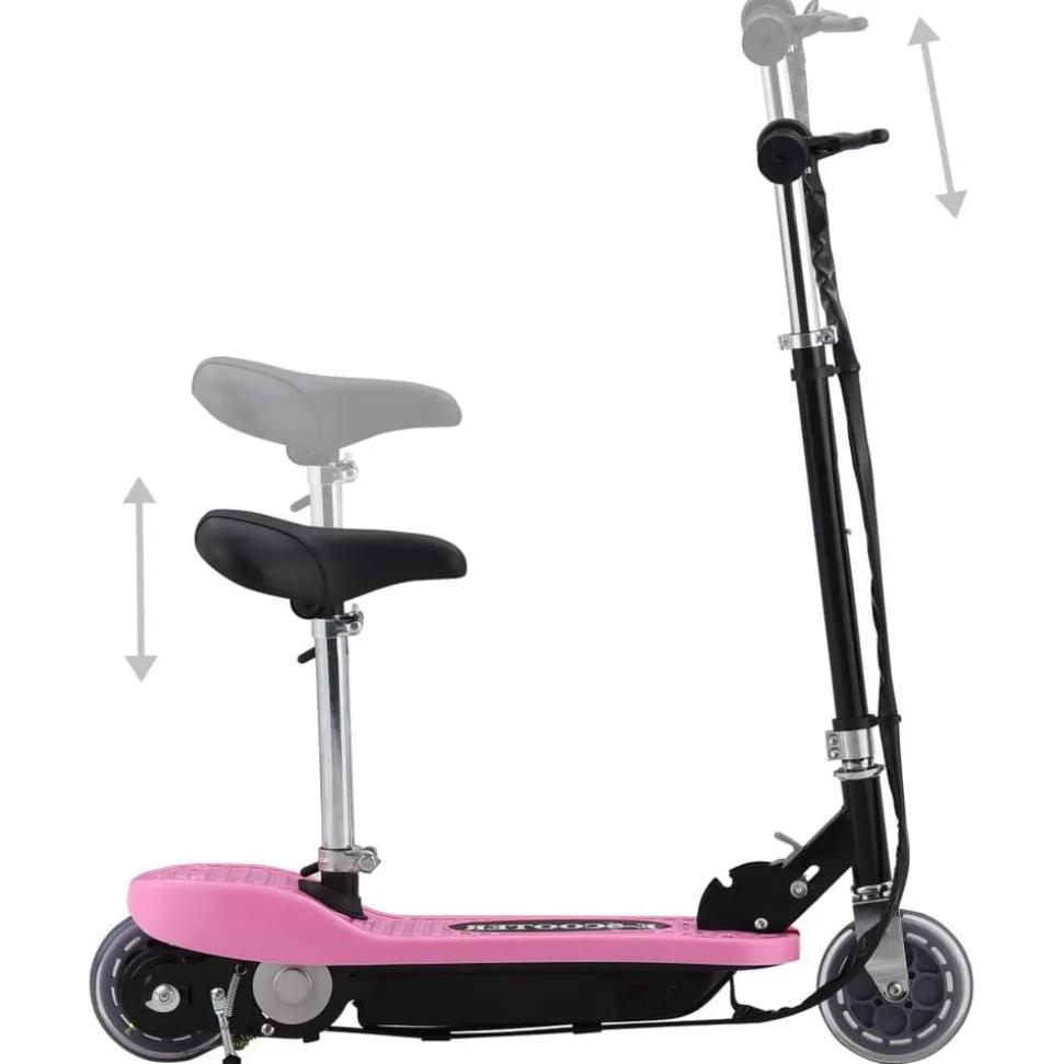 vidaXL Elektrisk sparkcykel med sadel 120 W rosa