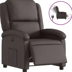 vidaXL Elektronisk reclinerfåtölj mörkbrun äkta läder