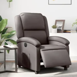 vidaXL Elektronisk reclinerfåtölj mörkbrun äkta läder