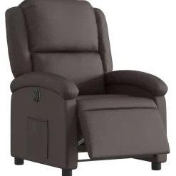 vidaXL Elektronisk reclinerfåtölj mörkbrun äkta läder