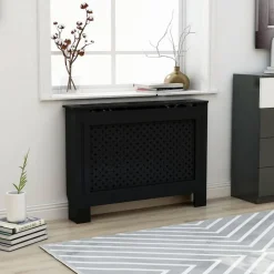 vidaXL Elementskydd svart 112x19x81,5 cm MDF