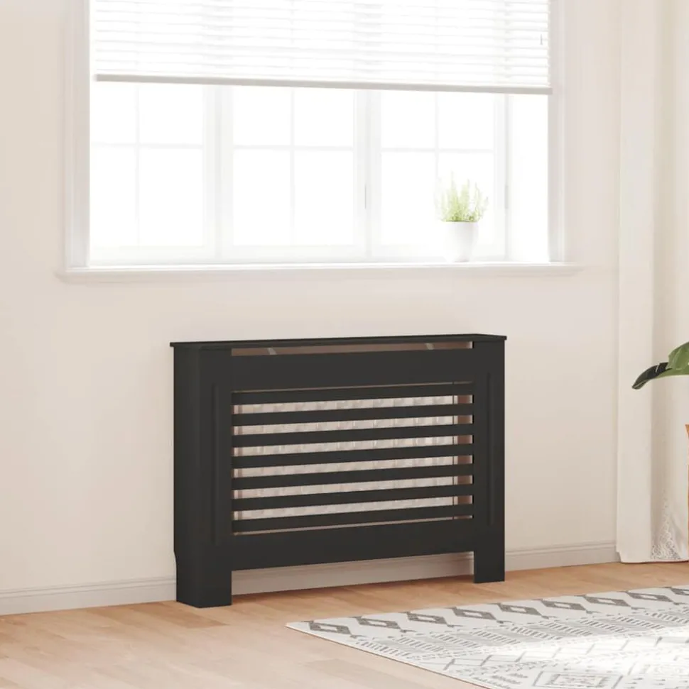 vidaXL Elementskydd svart 112x19x81,5 cm MDF