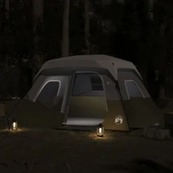 vidaXL Familjetält 6 personer med LEDs grön snabbrest
