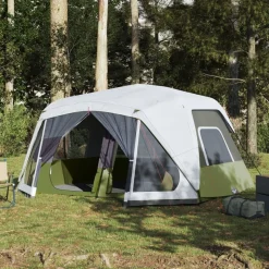 vidaXL Familjetält 10 personer med LEDs grön snabbrest