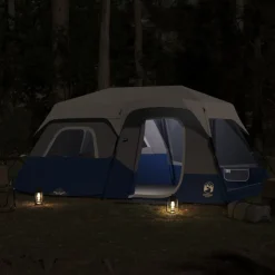 vidaXL Familjetält 9 personer med LEDs ljusblå snabbrest