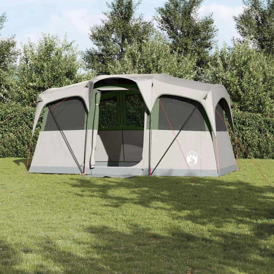 Online vidaXL Familjetält Vit och 435 x 255 x 216 cm Polyester och Stål Grön