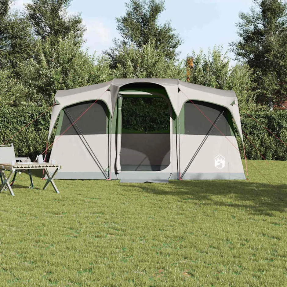 Online vidaXL Familjetält Vit och 435 x 255 x 216 cm Polyester och Stål Grön