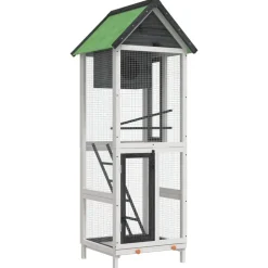 vidaXL Fågelhus grå 60x58,5x160 massiv furu
