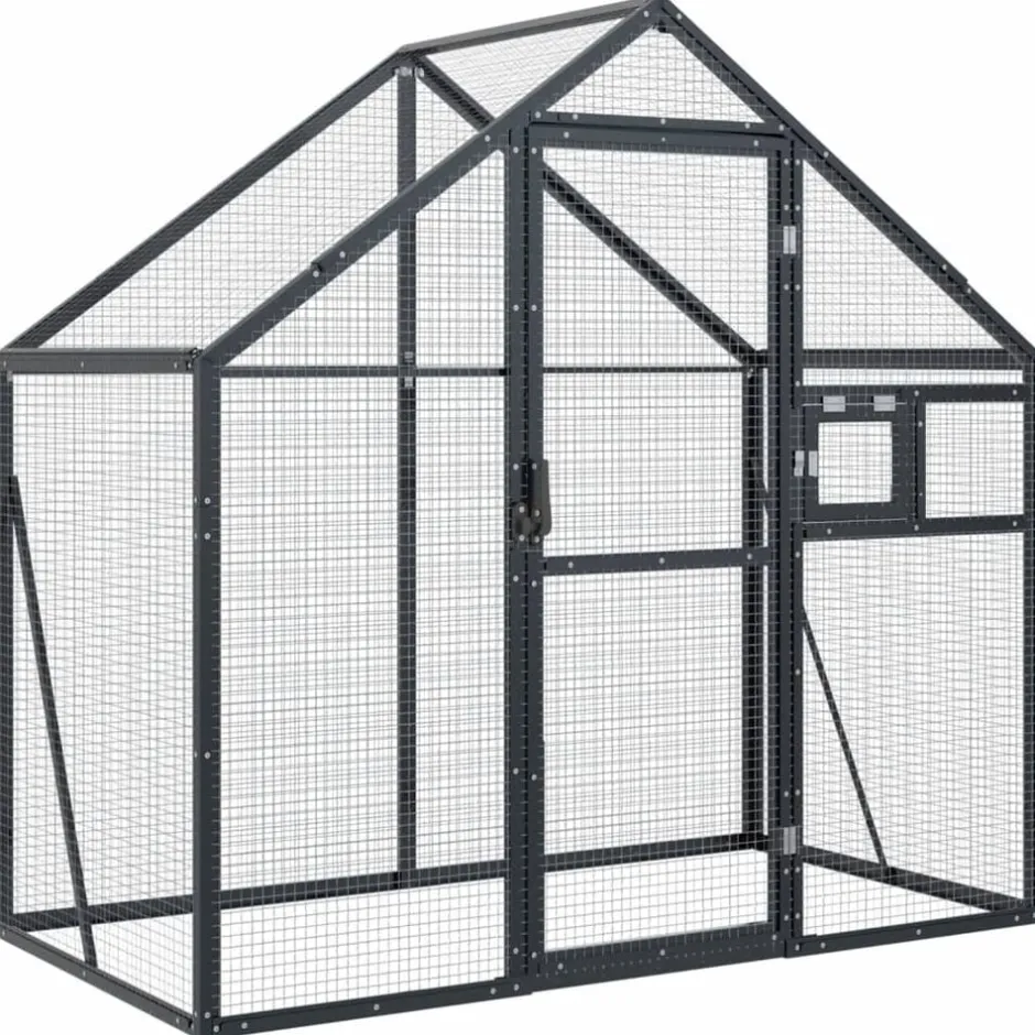 Outlet vidaXL Fågelvoljär 179x100x185 cm aluminium Antracit
