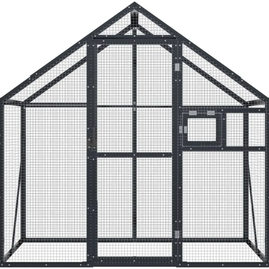 Outlet vidaXL Fågelvoljär 179x100x185 cm aluminium Antracit