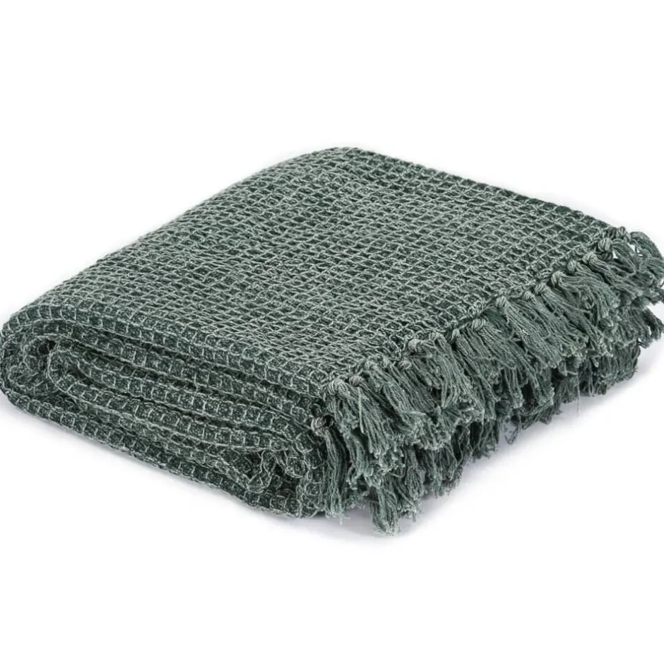 vidaXL Filt bomull 125x150 cm Mörkgrön