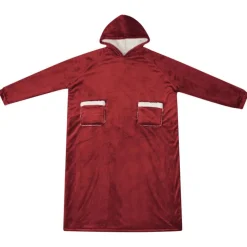 Hot vidaXL Filt-hoodie Bordeaux Röd M Fleece och Flanell Vinröd