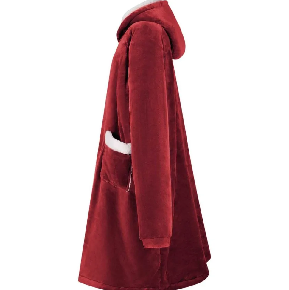vidaXL Filt-hoodie Bordeaux Röd M Fleece och Flanell