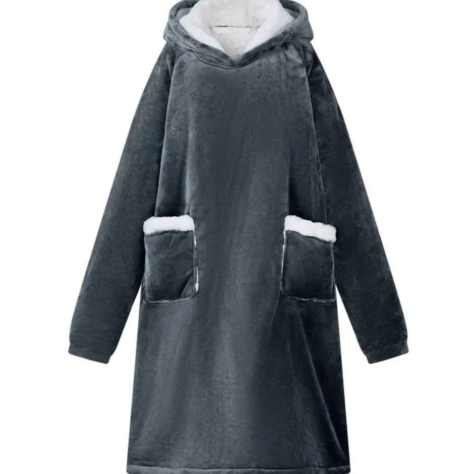 Online vidaXL Filt-hoodie Mörkblå M Fleece och Flanell Marinblå
