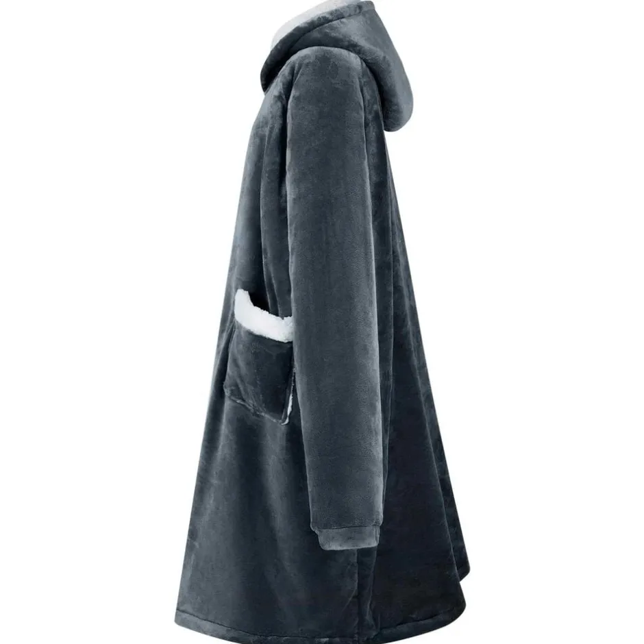 Online vidaXL Filt-hoodie Mörkblå M Fleece och Flanell Marinblå