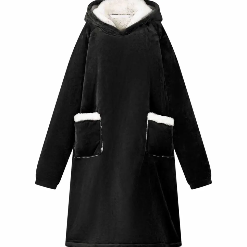 vidaXL Filt-hoodie Svart M Fleece och Flanell