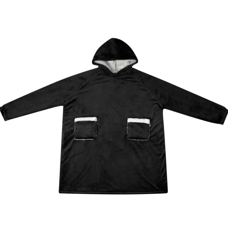 vidaXL Filt-hoodie Svart M Fleece och Flanell