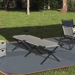 New vidaXL Fällbar Camping Säng 193 x 69 x 45 cm Oxford tyg Grå