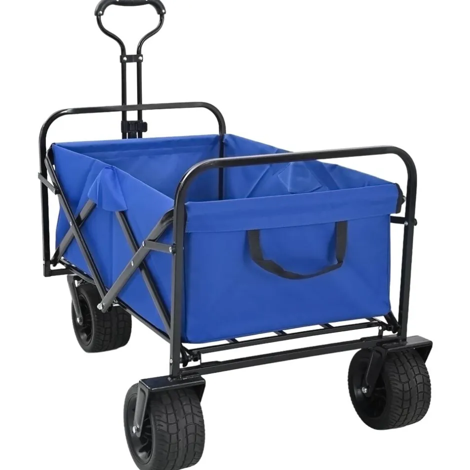 Best vidaXL Fällbar handvagn 89 x 62 x 96 cm Stål och Polyester Oxford Blå