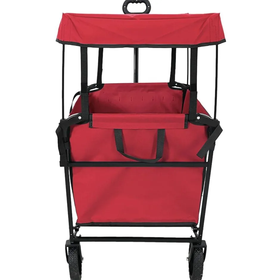 Outlet vidaXL Fällbar handvagn 105 x 56.5 x 116 cm Oxford tyg Röd