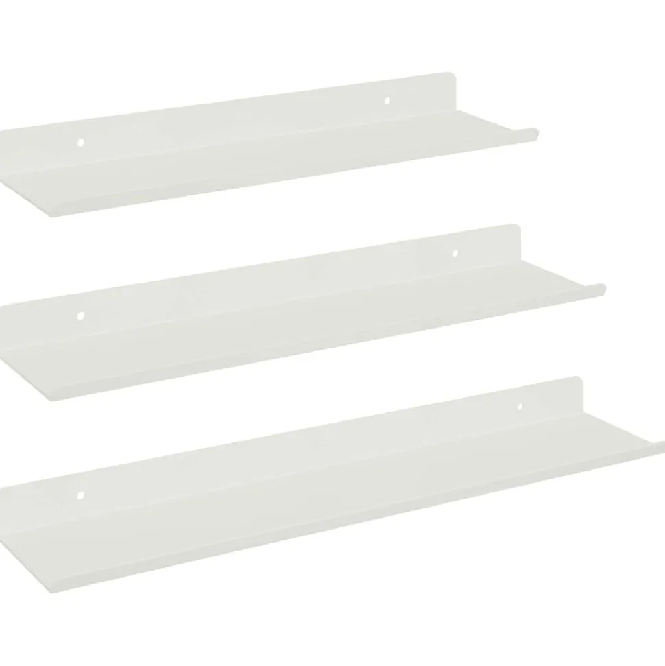 vidaXL Flytande hylla Väggmonterad 3 pcs Vit 40 x 9 x 2,5 cm Stål