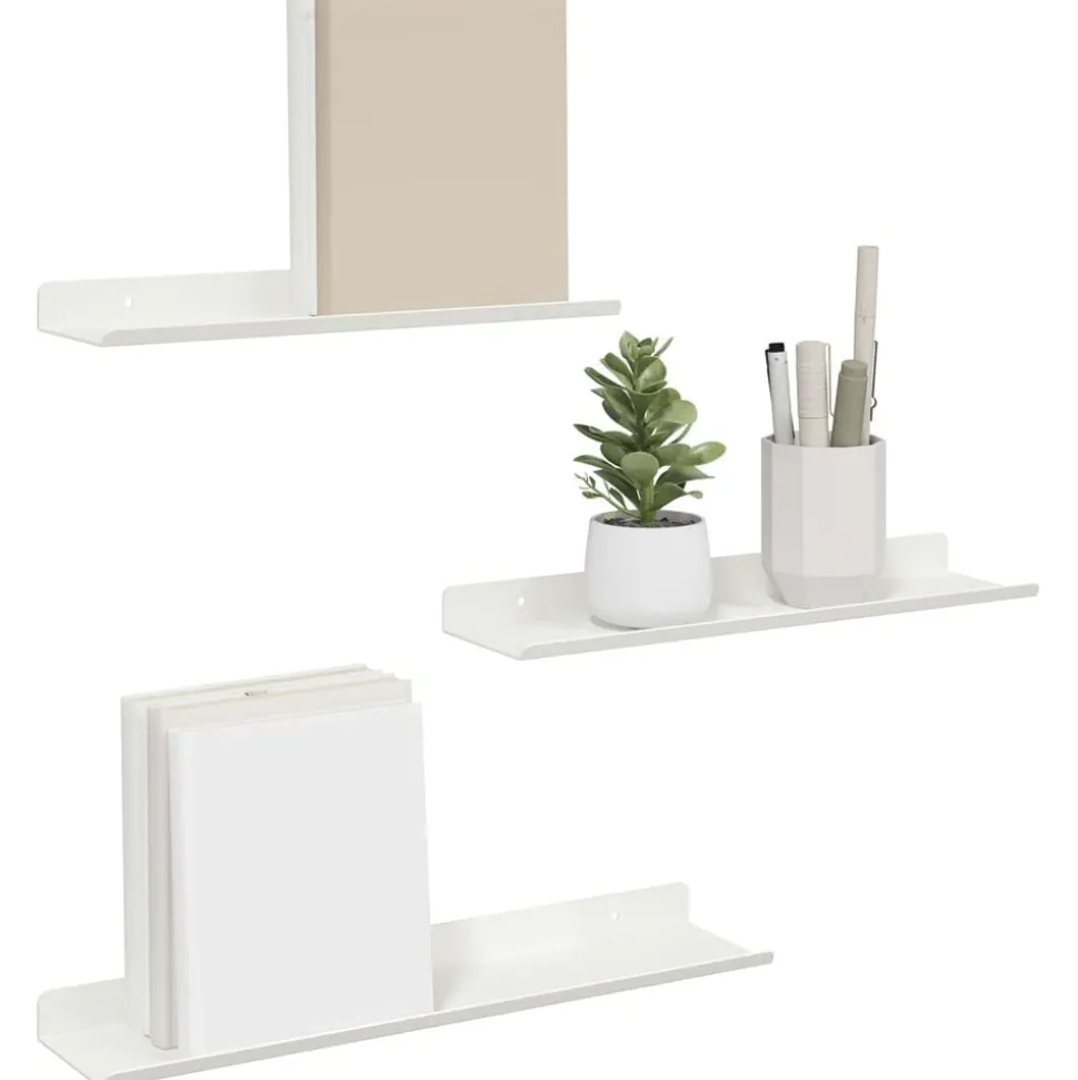 vidaXL Flytande hylla Väggmonterad 3 pcs Vit 40 x 9 x 2,5 cm Stål