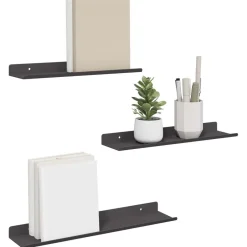 Sale vidaXL Flytande hylla Väggmonterad 3 pcs 40 x 9 x 2,5 cm Stål Svart