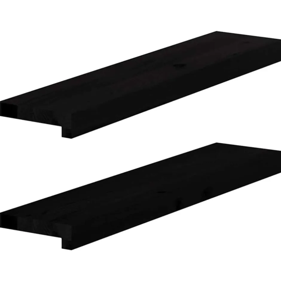 Clearance vidaXL Fönsterbänkar 2 st 70x15x2 cm massiv ek Mörkbrun