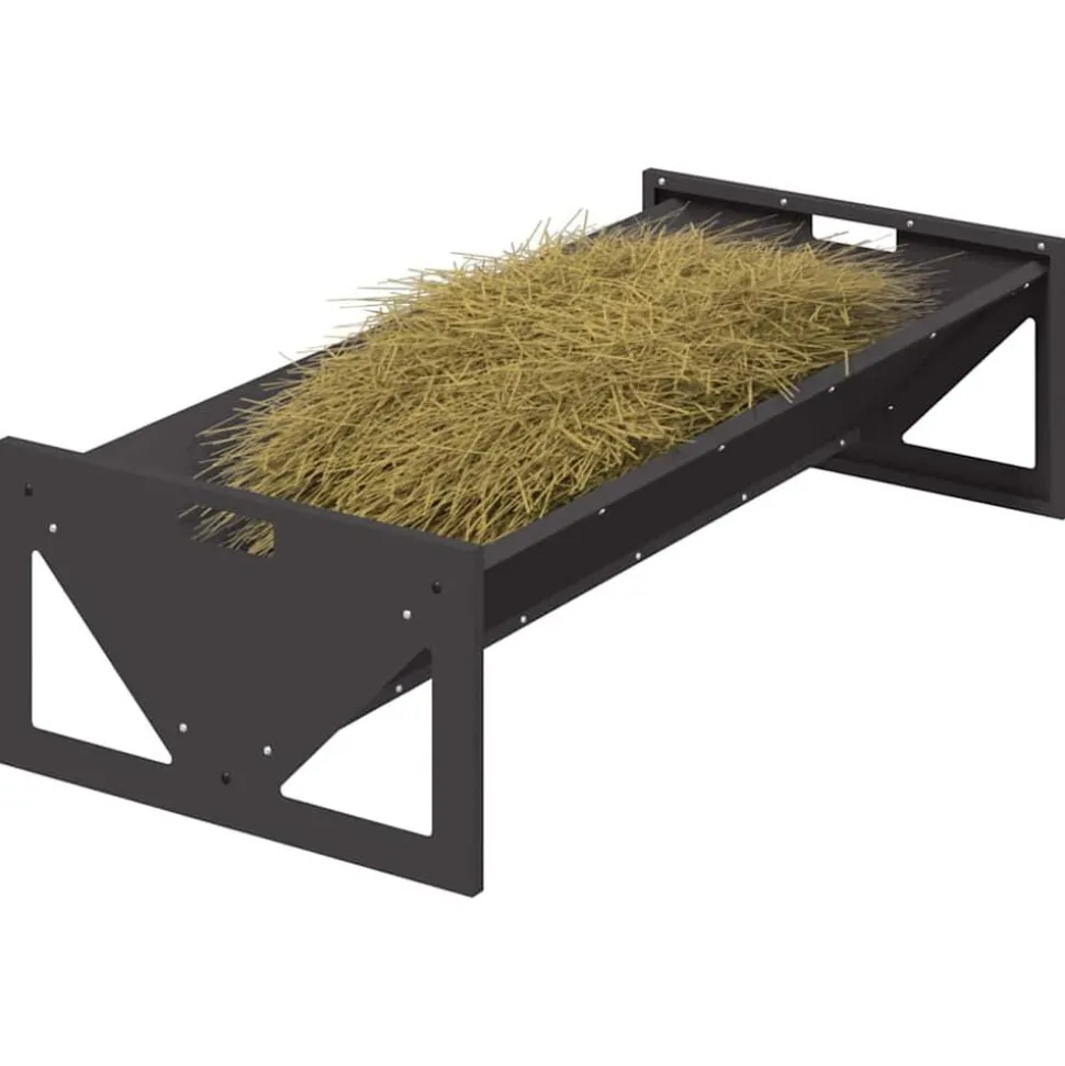vidaXL Fodertrog för boskap Svart 108 x 50 x 28 cm Kallvalsat Stål