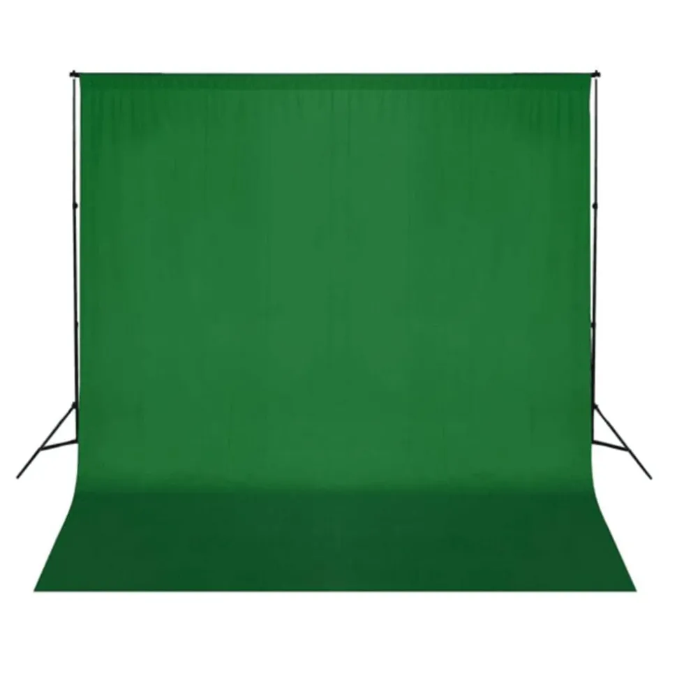 vidaXL Fotobakgrund utan stativ bomull grön 300x300 cm chroma key