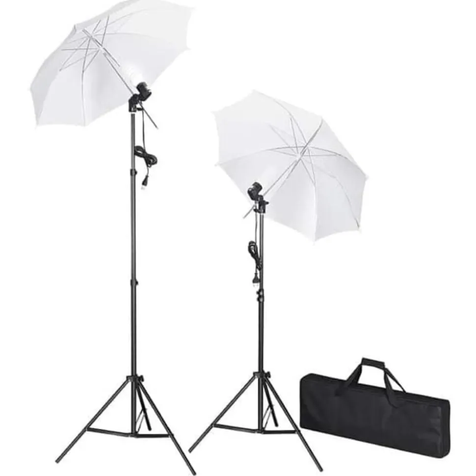 vidaXL Fotostudio med bakgrunder, lampor och paraplyer