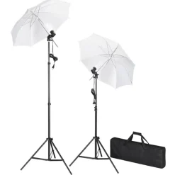 vidaXL Fotostudio med bakgrunder, lampor och paraplyer