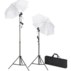 Clearance vidaXL Fotostudio med bakgrunder, lampor och paraplyer Vit