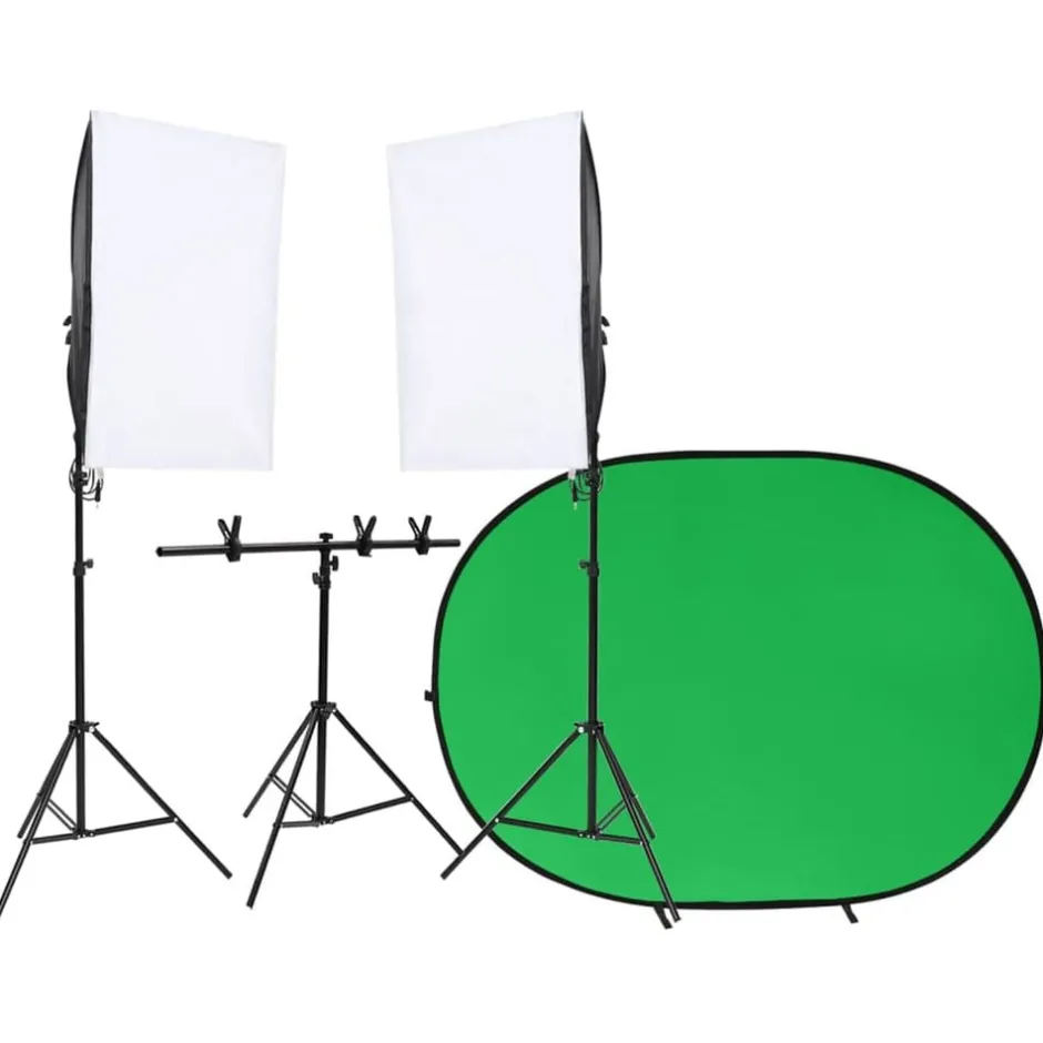 Clearance vidaXL Fotostudio med lampor och bakgrund Grön