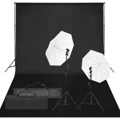 Hot vidaXL Fotostudio med lampor och bakgrund Svart