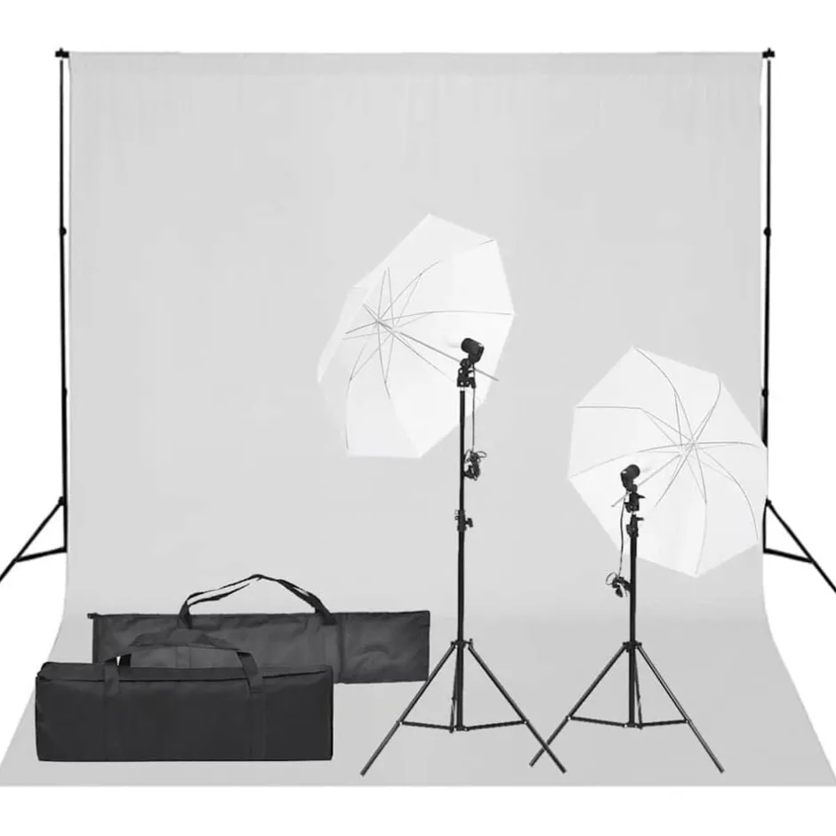 Clearance vidaXL Fotostudio med lampor och bakgrund Vit