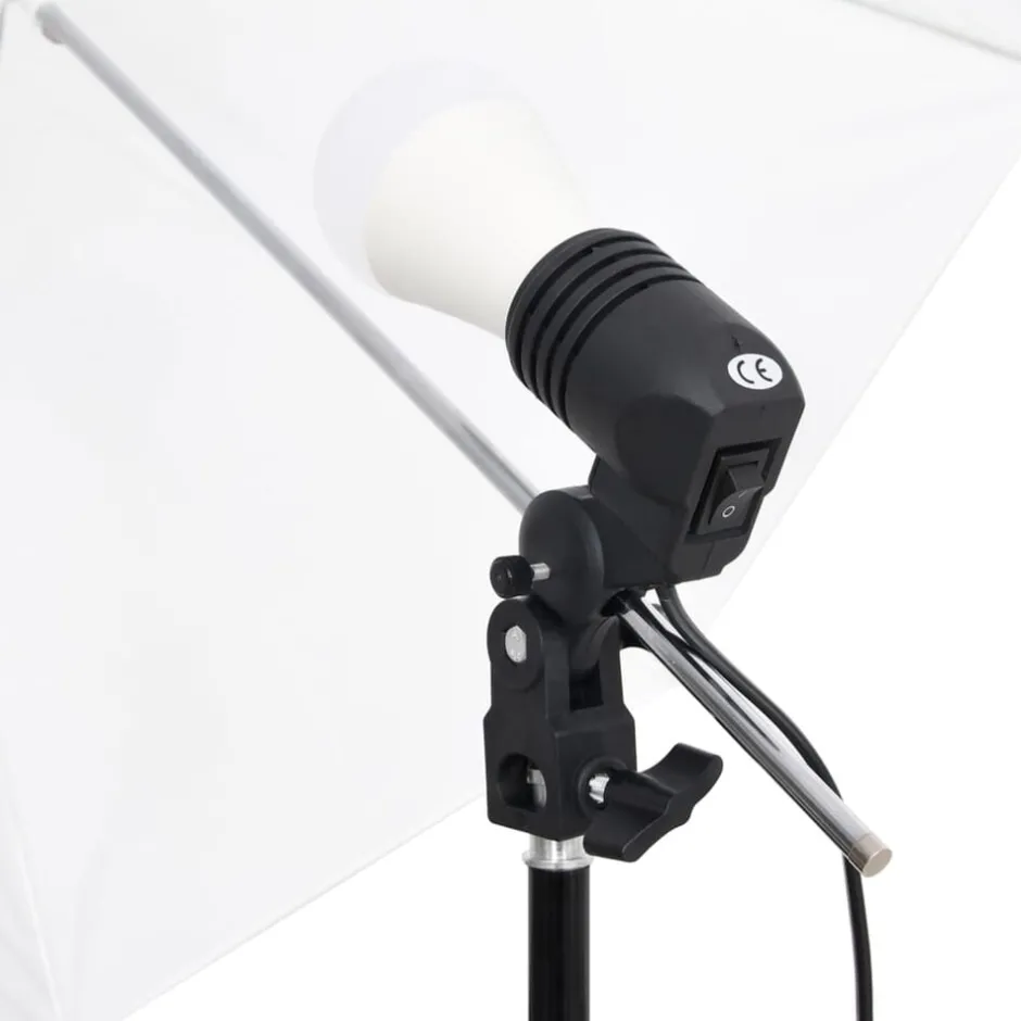 Clearance vidaXL Fotostudio med lampor och bakgrund Vit