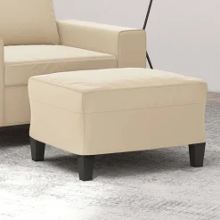 vidaXL Fotpall Gräddvit 60x50x41 cm mikrofibertyg