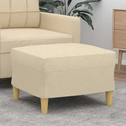 vidaXL Fotpall gräddvit 60x50x41 cm tyg
